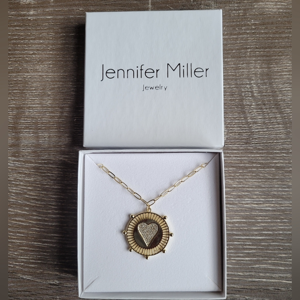 JENNIFER MILLER Gold Heart Medal Necklace